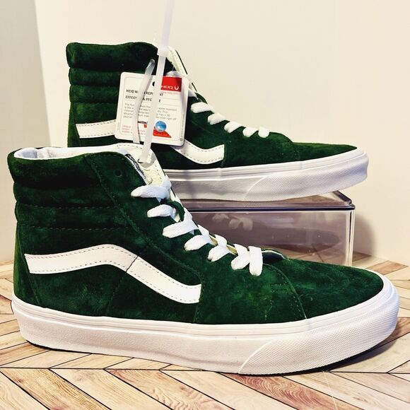 Vans Sk8-Hi Suede HeiQ M 6.5 W 8 Green Sneakers Water Repellent Protection - Picture 1 of 8